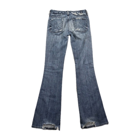 7 For All Mankind Jeans Flare Leg Distressed Womens 24 - Picture 1 of 7